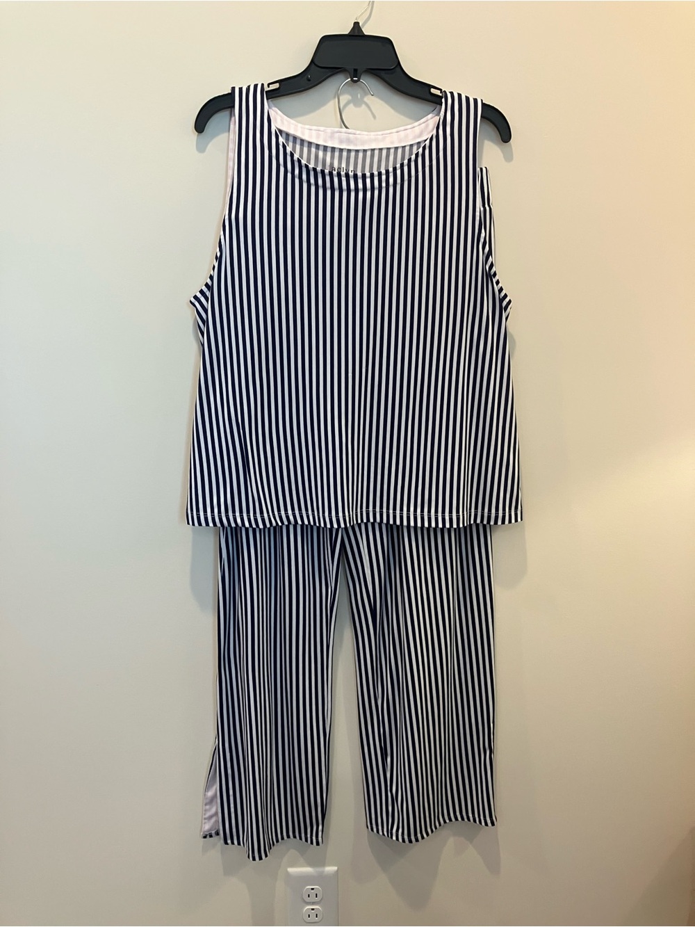 Sleeveless Navy & White Striped Pajamas